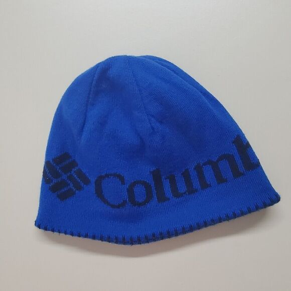 Columbia  Sportswear Reversible Blue Red Black Beanie Adult Mens Womens Warm - Picture 2 of 3